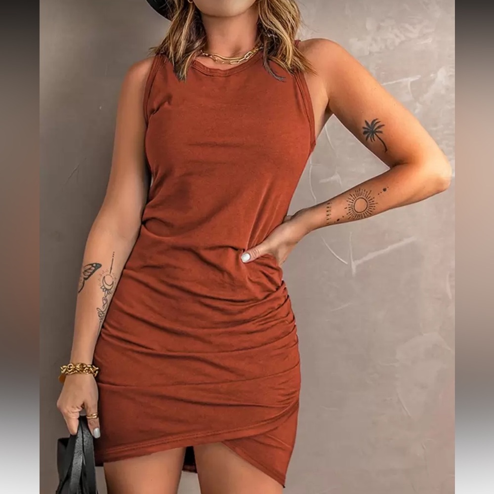 NWOT SHEIN Sleeveless Side Ruching Dress